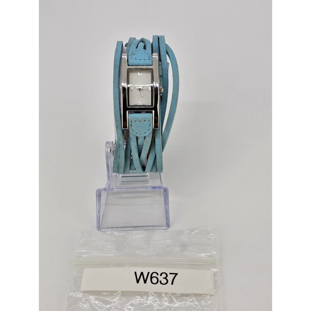 Women's Analog Watch 19MM Gray Dial Blue Braided Faux Leather‎ Band NEW Battery